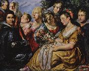 Jacob Jordaens Self portrait with his Family and Father-in-Law Adam van Noort oil